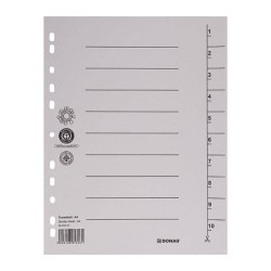PRZEKŁADKI 1-10 A4 DONAU Z PERFORACJĄ SZARE KARTON 250G/M² 100SZT
