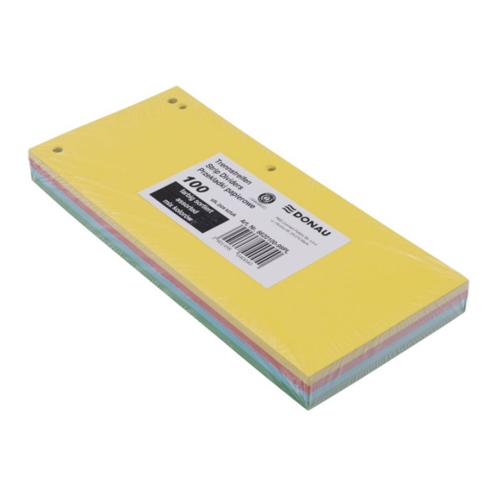 PRZEKŁADKI 1/3 A4 DONAU MIX KOLORÓW KARTON 190G/M² 100SZT