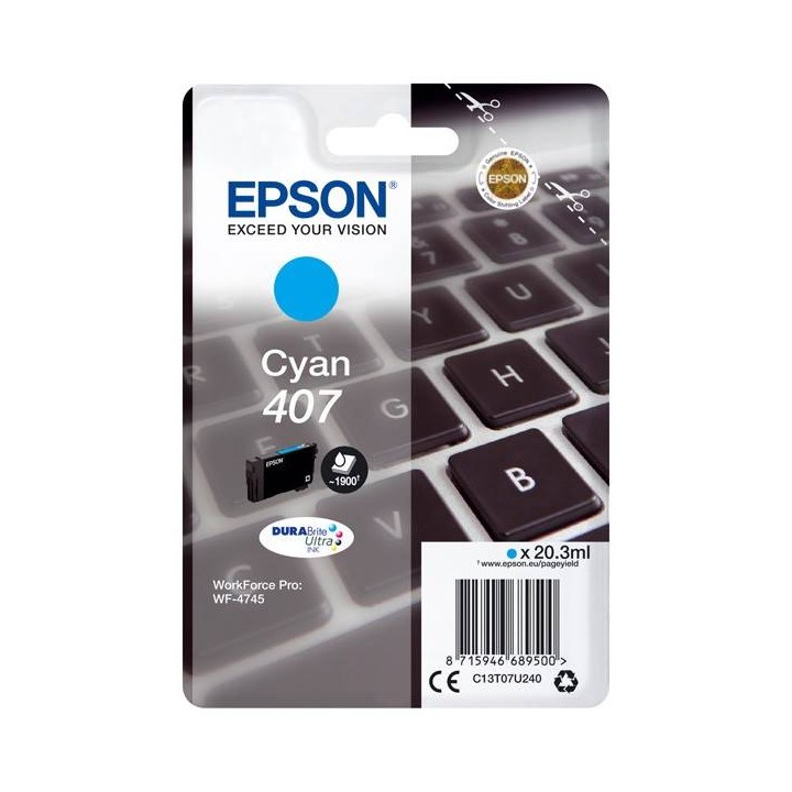 EPSON ORYGINALNY INK / TUSZ C13T07U240, CYAN, 1900S, 20.3ML, EPSON WF-4745