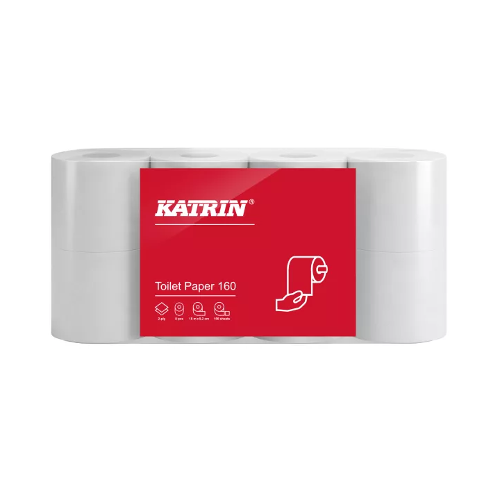 PAPIER TOALETOWY DWUWARSTWOWY CELULOZA KATRIN PLUS 112966 SUPER BIAŁY 160 LISTKÓW 18,2 M 8 SZT.