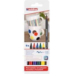 MARKERY PĘDZELKOWY DO CERAMIKI PUDEŁKO EDDING 4200/65 MIX KOLORÓW 1-4MM 6SZT