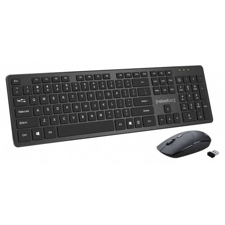 REBELTEC ZESTAW BEZPRZEWODOWY KLAWIATURA + MYSZ MAXIM 2,4GHZ, ZASIĘG 10M NANO ODBIORNIK USB 104 KLAWISZE QWERTY
