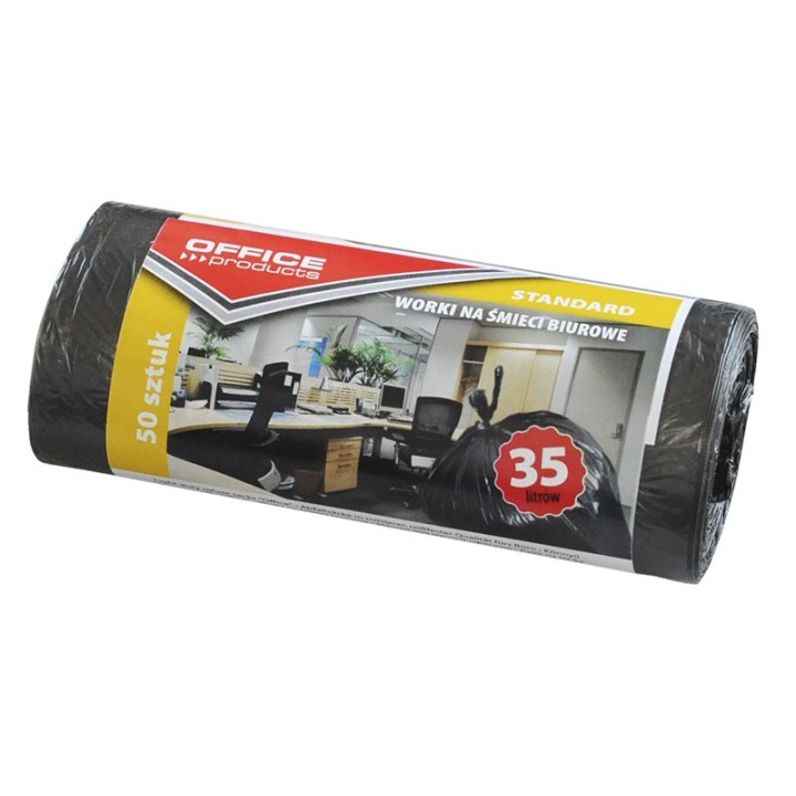 WORKI NA ŚMIECI HDPE OFFICE PRODUCTS CZARNE 35L 50SZT.
