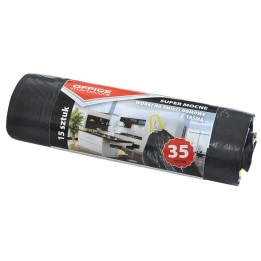 WORKI NA ŚMIECI LDPE Z TAŚMĄ OFFICE PRODUCTS CZARNE 35L 15SZT.