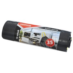 WORKI NA ŚMIECI LDPE Z TAŚMĄ OFFICE PRODUCTS CZARNE 35L 15SZT.