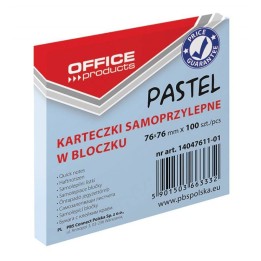 KARTECZKI SAMOPRZYLEPNE 76X76MM OFFICE PRODUCTS PASTELOWE NIEBIESKIE 100KART