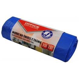 WORKI NA ŚMIECI LDHD Z TAŚMĄ OFFICE PRODUCTS PREMIUM NIEBIESKIE 35L 15SZT.