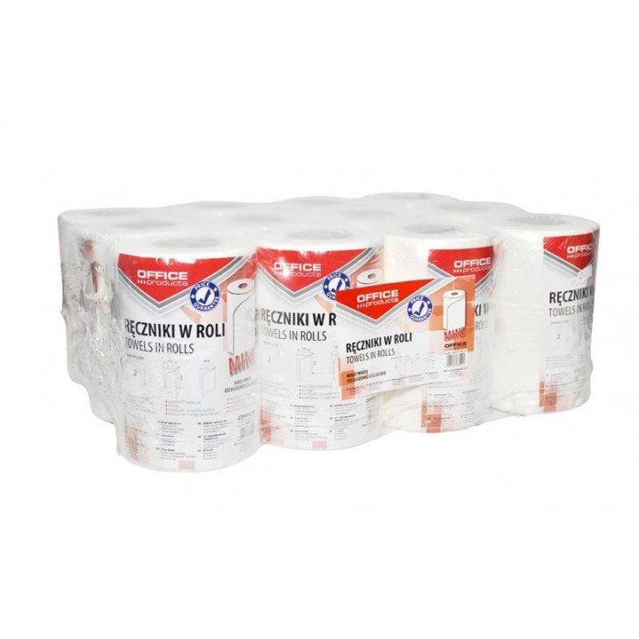 RĘCZNIK PAPIEROWY DWUWARSTWOWY CELULOZOWY OFFICE PRODUCTS MINI BIAŁY 50M 12SZT.