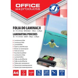 FOLIA DO LAMINOWANIA BŁYSZCZĄCA A6 OFFICE PRODUCTS 80MIC 100 SZT