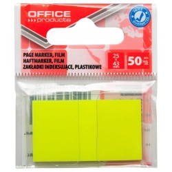 ZAKŁADKI INDEKSUJĄCE FOLIOWE 25X43MM OFFICE PRODUCTS ŻÓŁTE 50 SZT