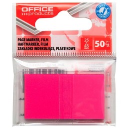 ZAKŁADKI INDEKSUJĄCE FOLIOWE 25X43MM OFFICE PRODUCTS RÓŻOWE 50 SZT