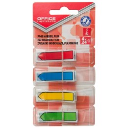 ZAKŁADKI INDEKSUJĄCE FOLIOWE 12X43MM OFFICE PRODUCTS STRZAŁKI MIX KOLORÓW 4X24 SZT