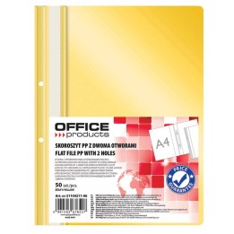 SKOROSZYT WPINANY A4 OFFICE PRODUCTS 2 OTWORY ŻÓŁTY PP 100/170MIKR