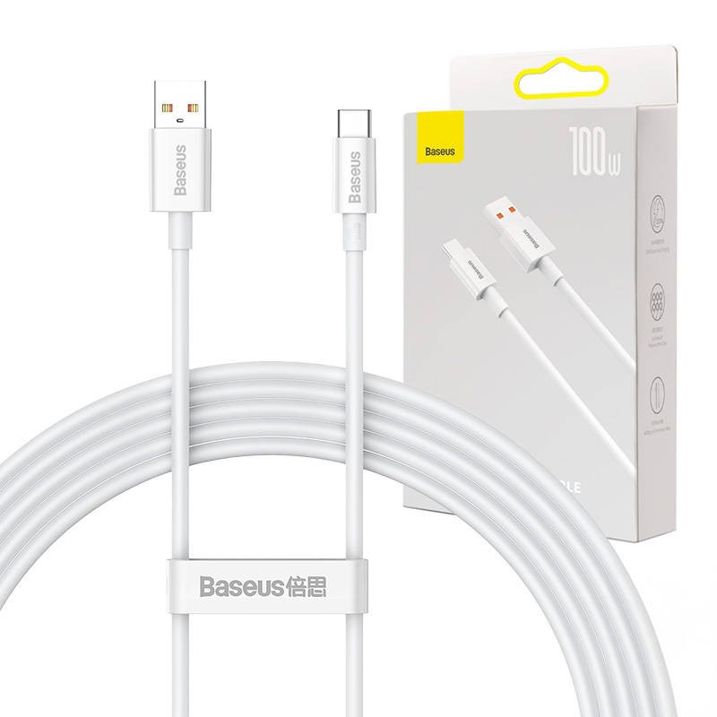 Kabel USB do USB-C Baseus Superior Series, 100W, 2m (biały)