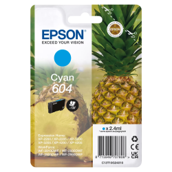 EPSON ORYGINALNY INK / TUSZ C13T10G24010, T10G240, 604, CYAN, 2.4ML, EPSON XP-2200, XP-3200, XP-4200, WF-2930DWF, WF-2950DWF