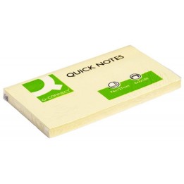 KARTECZKI SAMOPRZYLEPNE 127X76MM Q-CONNECT JASNO ŻÓŁTE 100KART