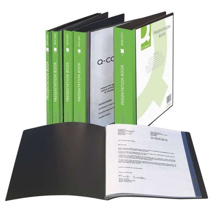 ALBUM OFERTOWY A4 Q-CONNECT Z KIESZENIĄ OPISOWĄ CZARNY 40 KOSZULEK