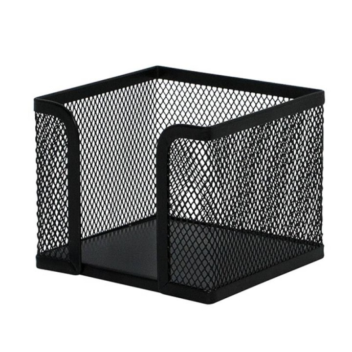 POJEMNIK NA KOSTKĘ BIUROWĄ 95X95X80MM Q-CONNECT OFFICE SET CZARNY METALOWA SIATKA