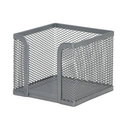 POJEMNIK NA KOSTKĘ BIUROWĄ 95X95X80MM Q-CONNECT OFFICE SET SREBRNY METALOWA SIATKA