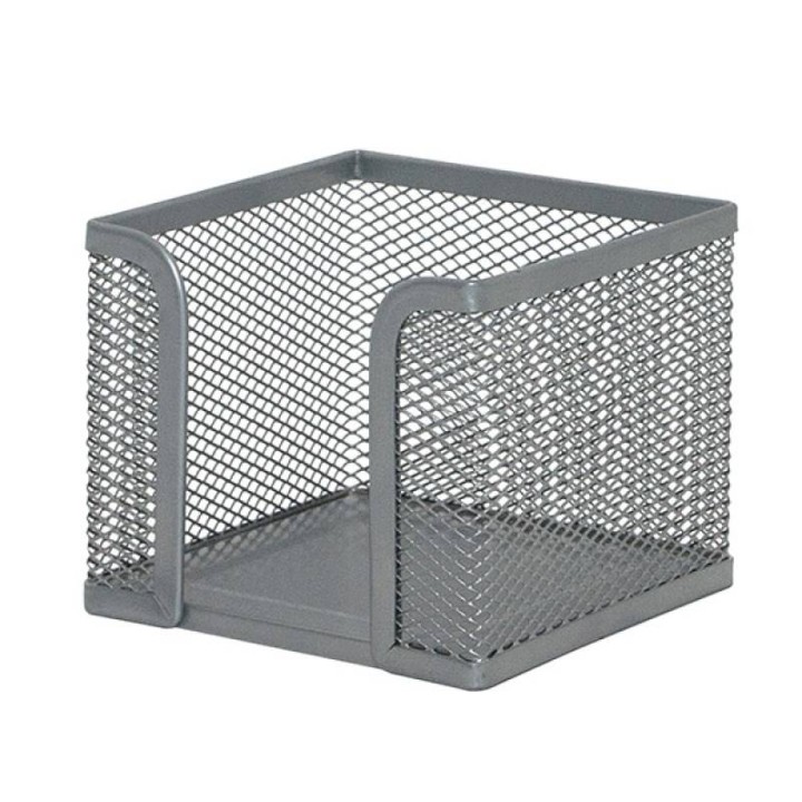 POJEMNIK NA KOSTKĘ BIUROWĄ 95X95X80MM Q-CONNECT OFFICE SET SREBRNY METALOWA SIATKA
