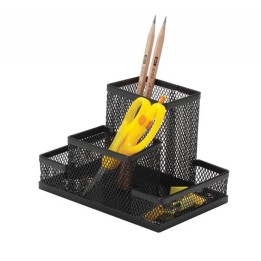 PRZYBORNIK NA BIURKO 153X103X100MM Q-CONNECT OFFICE SET CZARNY METALOWA SIATKA
