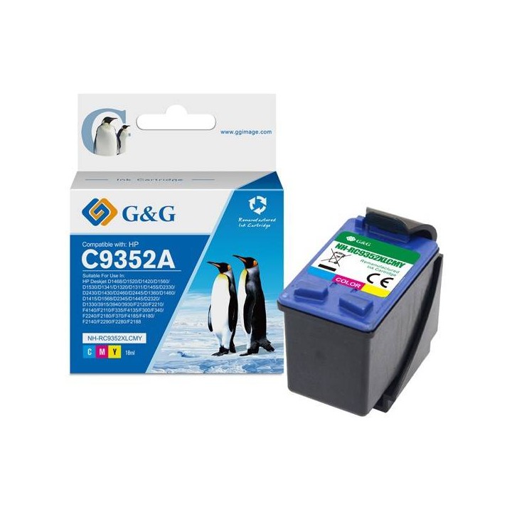 G&G KOMPATYBILNY INK / TUSZ Z C9352A, HP 22, CMY, 16ML, ML NH-R9352C/M/Y, DLA HP DESKJET 3930, 3940, FAX 1250, OFFICEJET 4315 AL