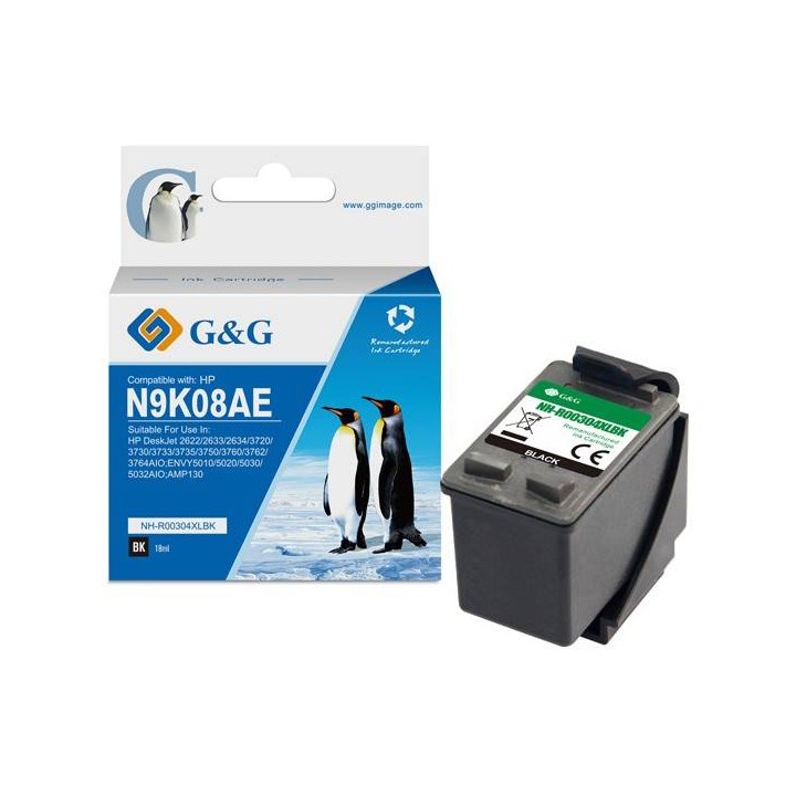 G&G KOMPATYBILNY INK / TUSZ Z N9K08AE, HP 304XL, BLACK, 18ML, ML NH-RC304XLBK-T, DLA HP DESKJET 3720, 3730, 3732, 3752, 3758, 37