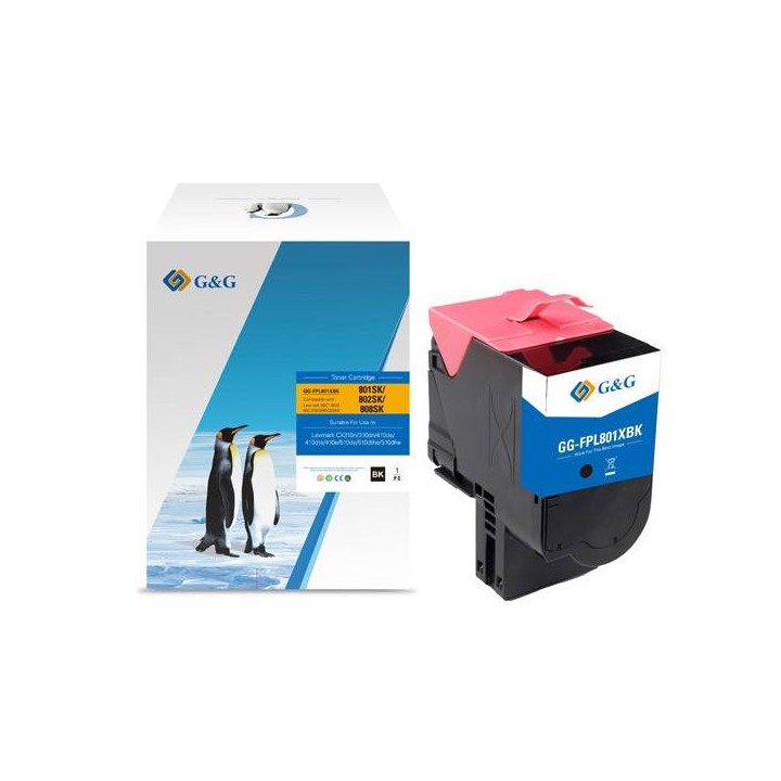G&G KOMPATYBILNY TONER Z 80C2SK0, BLACK, 2500S, NT-FPL801XBK-A, DLA LEXMARK CX310N, 310DN, 410DE, 410DTE, 410E, 510DE, 510DTHE, 