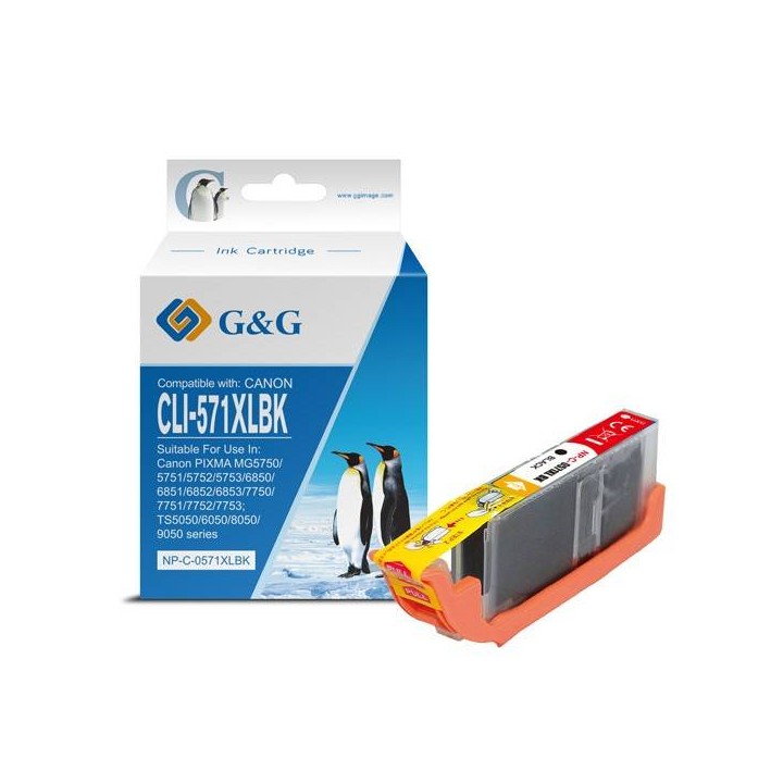 G&G KOMPATYBILNY INK / TUSZ Z CLI571BK XL, BLACK, 10,8ML, ML NP-C-0CL571XLBK, HIGH CAPACITY, CANON PIXMA MG5750, MG5751, MG5752,