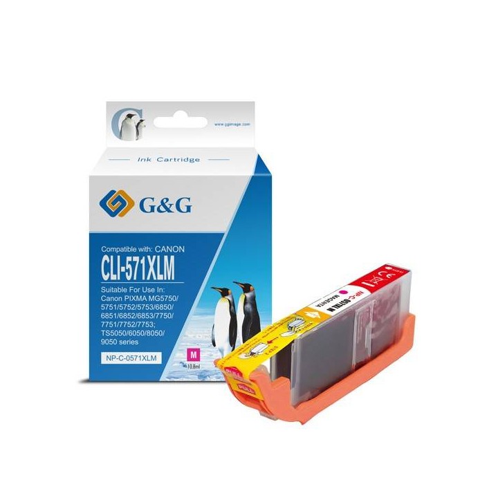 G&G KOMPATYBILNY INK / TUSZ Z CLI571M XL, MAGENTA, 10,8ML, ML NP-C-0CL571XLM, HIGH CAPACITY, CANON PIXMA MG5750, MG5751, MG5752,