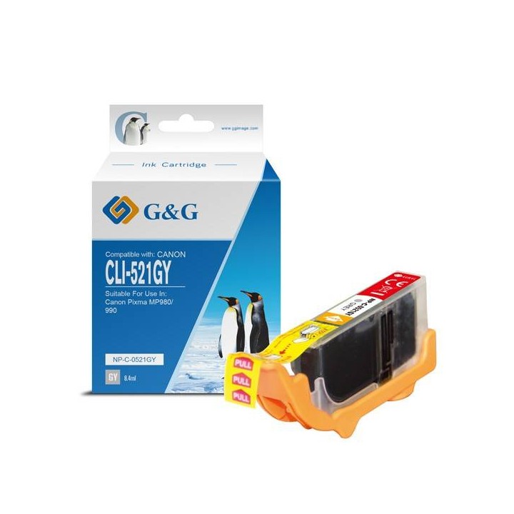 G&G KOMPATYBILNY INK / TUSZ Z CLI521GY, GREY, 8.4ML, NP-C-0521GY, 2937B001, DLA CANON IP3600, IP4600, MP620, MP630, MP980