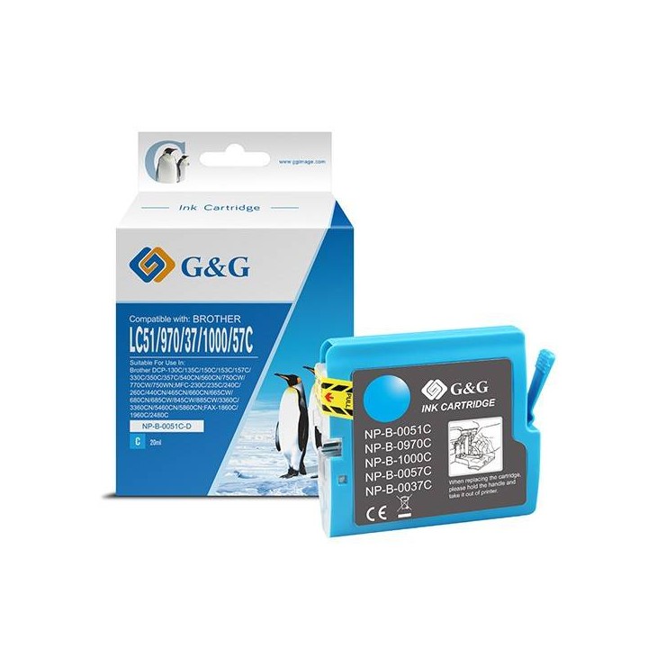 G&G KOMPATYBILNY INK / TUSZ Z LC-1000C, LC-970C, CYAN, 400S, NP-B-0051C/1000C/970C, DLA BROTHER DCP-330C, 540CN, 130C, MFC-240C,
