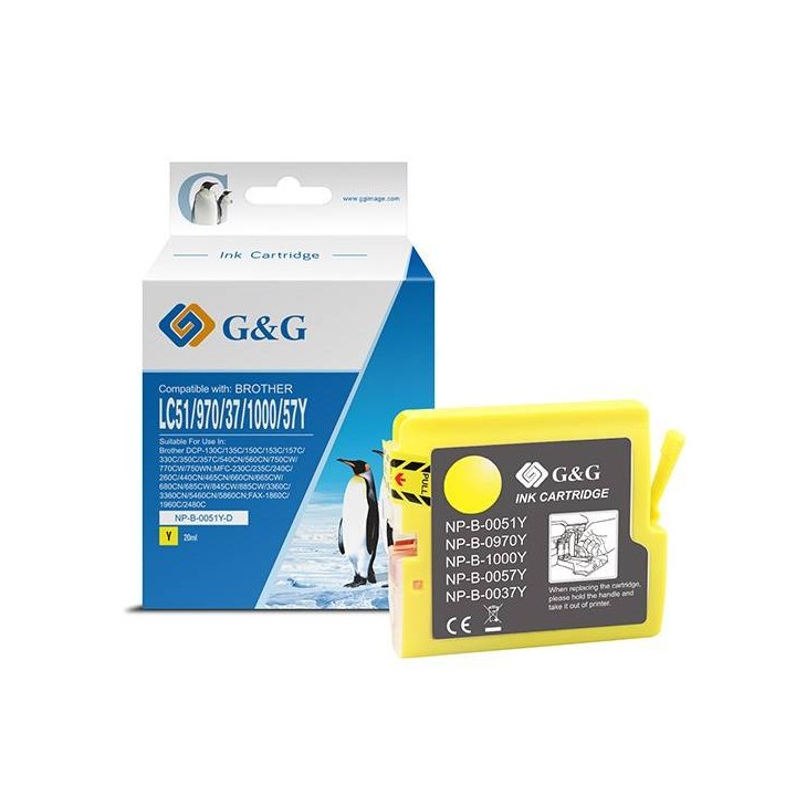 G&G KOMPATYBILNY INK / TUSZ Z LC-1000Y, LC-970Y, YELLOW, 400S, NP-B-0051Y/1000Y/970Y, DLA BROTHER DCP-330C, 540CN, 130C, MFC-240