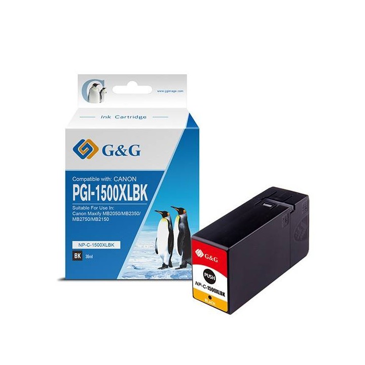 G&G KOMPATYBILNY INK / TUSZ Z PGI 1500XL, BLACK, NP-C-1500XLBK/C, DLA CANON MAXIFY MB2050, MB2350