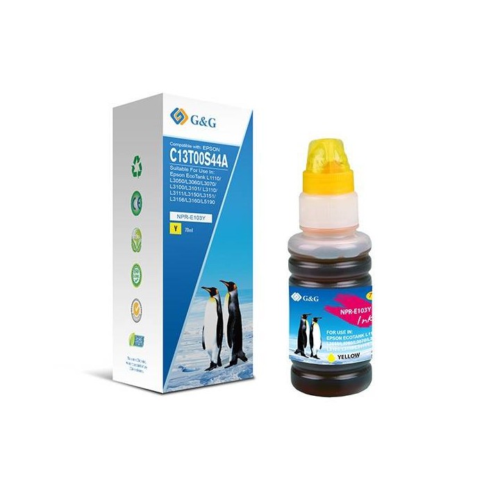 G&G KOMPATYBILNY INK / TUSZ Z C13T00S44A, YELLOW, NPR-E103Y-70ML-B, DLA EPSON ECOTANK L3151, L3150, L3111, L3110