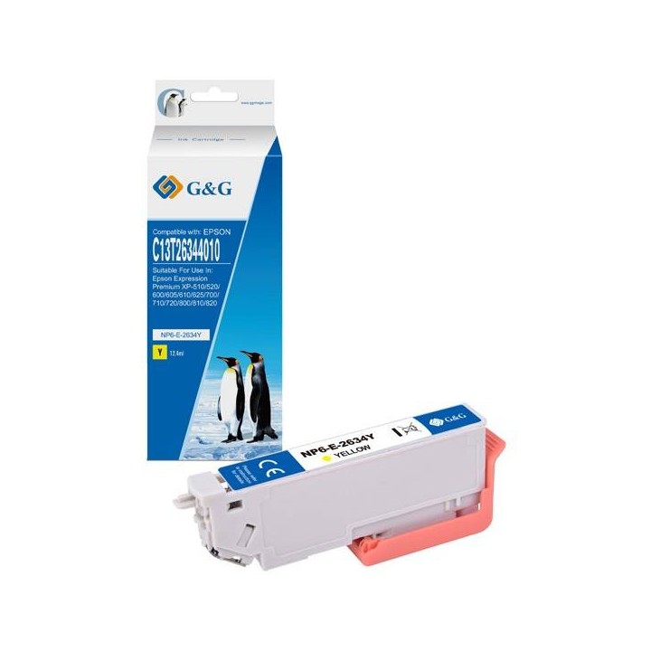 G&G KOMPATYBILNY INK / TUSZ Z C13T26344012, YELLOW, NP-R-2634Y, DLA EPSON EXPRESSION PREMIUM XP-800, XP-700, XP-600