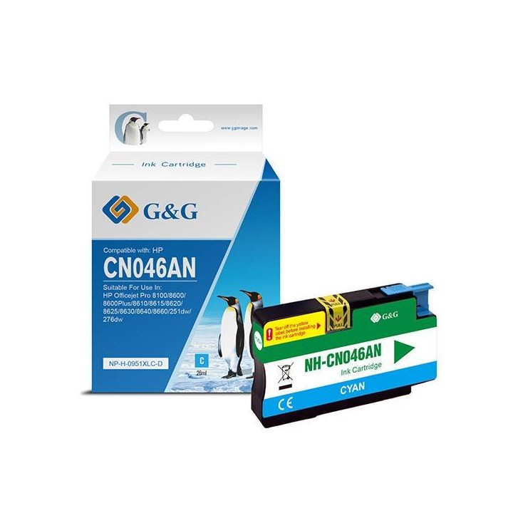 G&G KOMPATYBILNY INK / TUSZ Z CN046AE, CYAN, 1500S, NP-H-0951XLC(HP950XL, DLA HP OFFICEJET PRO 276DW, 8100 EPRINTER,8620