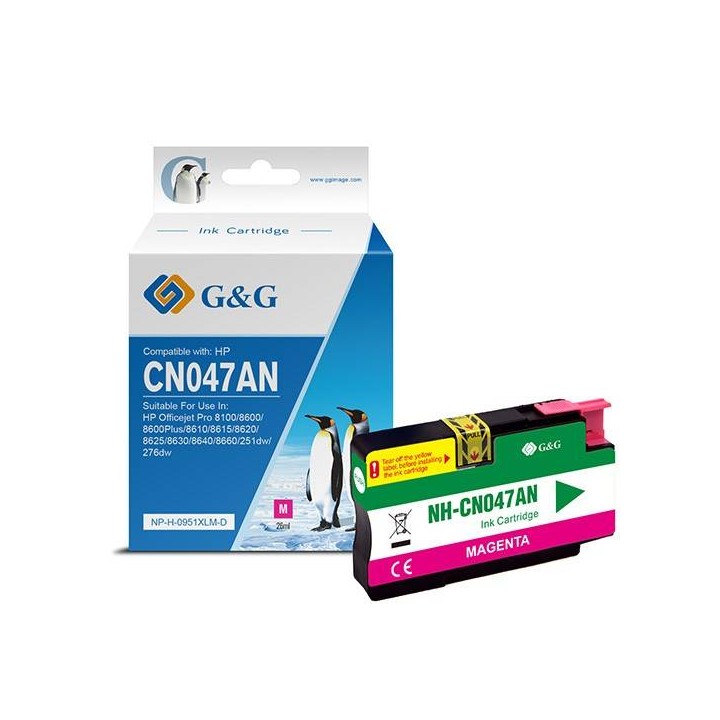 G&G KOMPATYBILNY INK / TUSZ Z CN047AE, MAGENTA, 1500S, NP-H-0951XLM(HP950XL, DLA HP OFFICEJET PRO 276DW, 8100 EPRINTER,8620