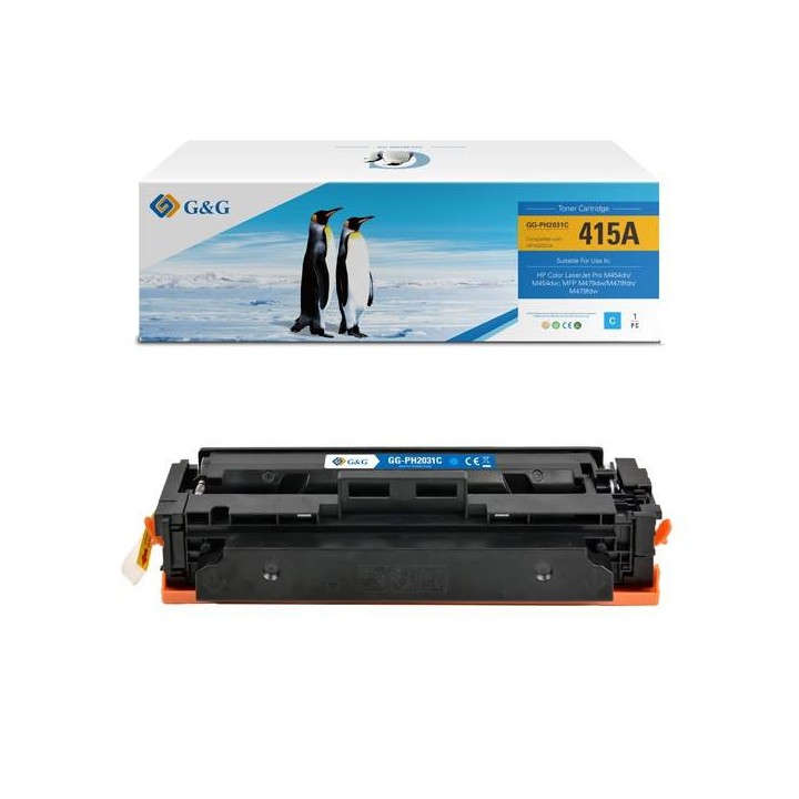 G&G KOMPATYBILNY TONER Z W2031A, CYAN, 2100S, NT-PH2031C, HP 415A, DLA HP COLOR LASERJET PRO M454DN/M454DW, MFP M479DW/M479F, N