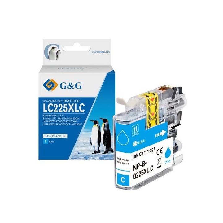 G&G KOMPATYBILNY INK / TUSZ Z LC-225XLC, CYAN, 1200S, NP-B-0225XLC, DLA BROTHER MFC-J4420DW, MFC-J4620DW
