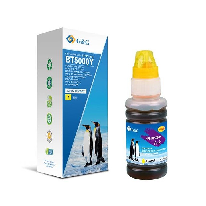 G&G KOMPATYBILNY INK / TUSZ Z BT-5000Y, YELLOW, 5000S, NPR-BT5000Y, DLA BROTHER DCP T300, DCP T500W, DCP T700W