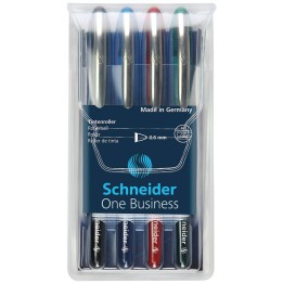 PIÓRO KULKOWE SCHNEIDER ONE BUSINESS MIX KOLORÓW 0.6MM 4SZT