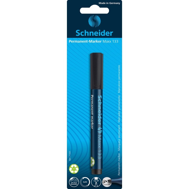 MARKER PERMANENTNY SCHNEIDER MAXX 133 CZARNY ŚCIĘTA 1-4MM BLISTER
