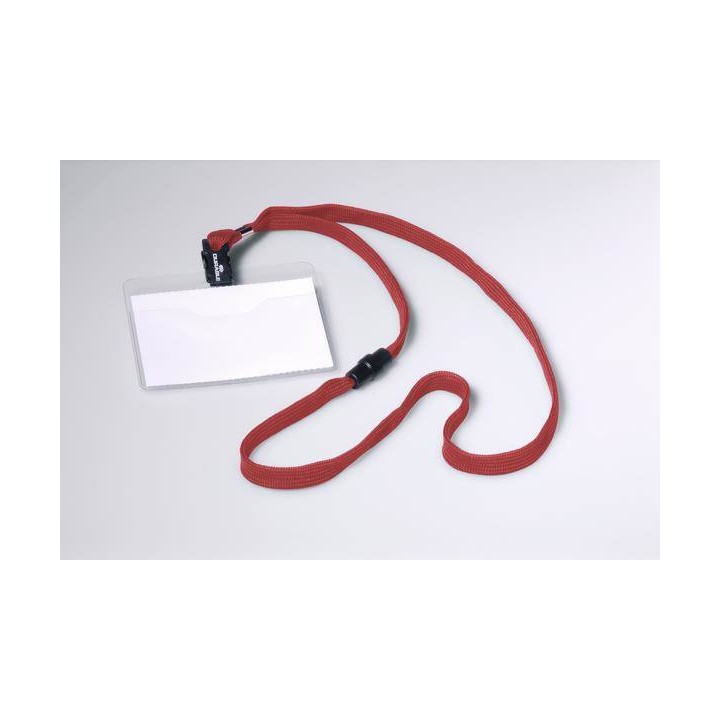 IDENTYFIKATOR OTWARTY OD GÓRY 60X90MM DURABLE 813903 Z CZERWONĄ TAŚMĄ Z PRZEZROCZYSTEJ TWARDEJ FOLII 1 SZT.