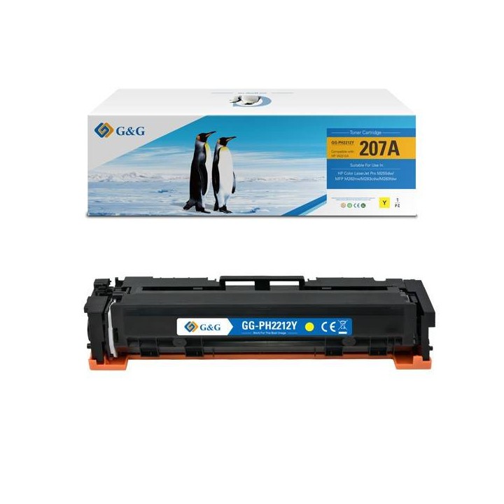 G&G KOMPATYBILNY TONER Z W2212A, YELLOW, 1250S, NT-PH2212Y, HP 207A, DLA HP COLOR LASERJET PRO M255, MFP M282, M283, N
