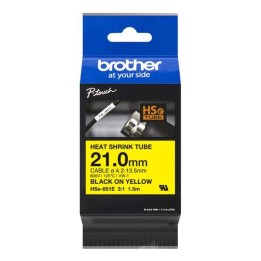 BROTHER ORYGINALNY TAŚMA DO DRUKAREK ETYKIET, BROTHER, HSE-651E, CZARNY DRUK/ŻÓŁTY PODKŁAD, 1.5M, 21MM