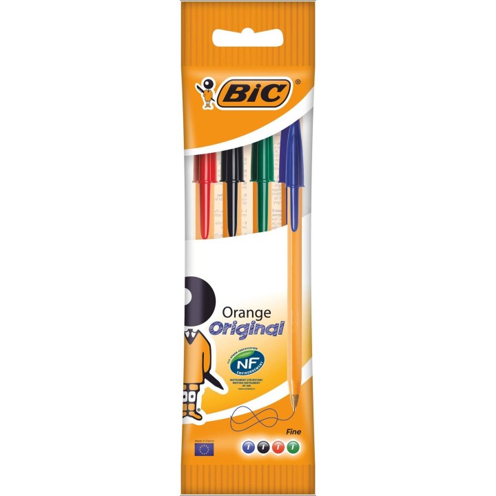 DŁUGOPIS JEDNORAZOWY BIC ORANGE ORIGINAL FINE 8308541 MIX 0.8MM POMARAŃCZOWA OBUDOWA 4SZT