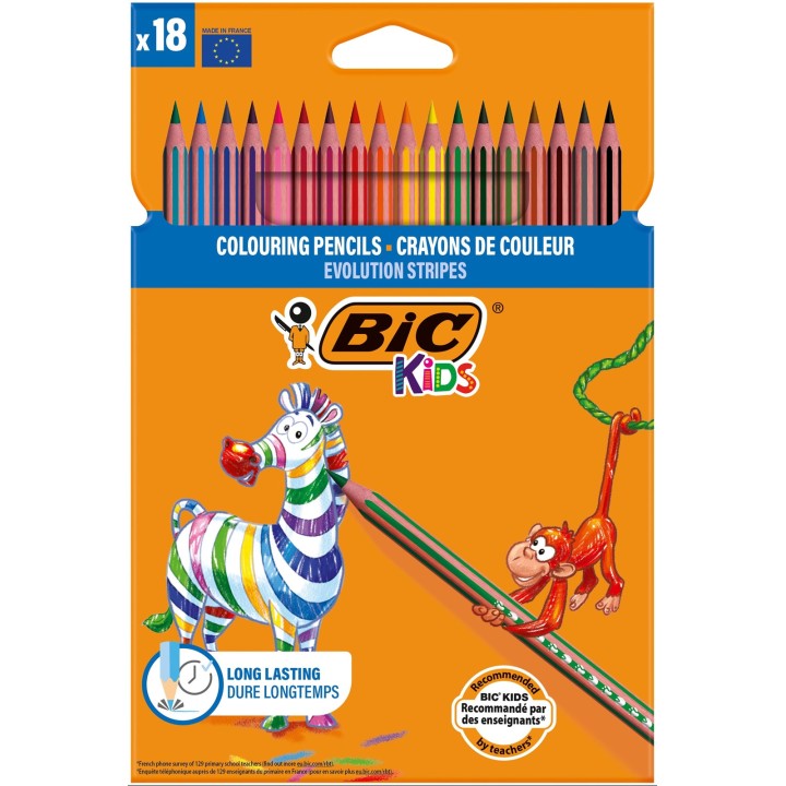 KREDKI OŁÓWKOWE BIC KIDS ECO EVOLUTION STRIPES 9505241 MIX*18