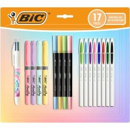 ZESTAW DŁUGOPIS 4 COLOURS DECORS TIE DYE 4 ZAKREŚLACZE HIGHLIGHTER GRIP PASTEL BIC KIDS PASTEL 503836 4 PASTELOWE PISAKI INTENSI