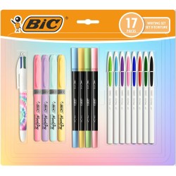 ZESTAW DŁUGOPIS 4 COLOURS DECORS TIE DYE 4 ZAKREŚLACZE HIGHLIGHTER GRIP PASTEL BIC KIDS PASTEL 503836 4 PASTELOWE PISAKI INTENSI